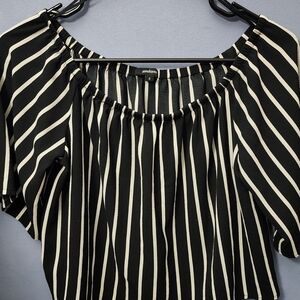 Ambiance Black and White Striped Blouse